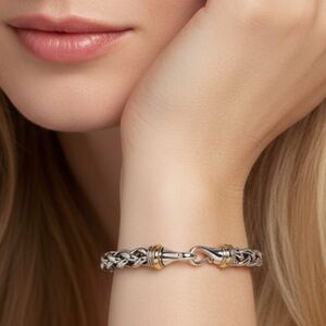 NEW DY 8” Thick Wheat Chain Bracelet, .925 Silver/18K Gold/SS